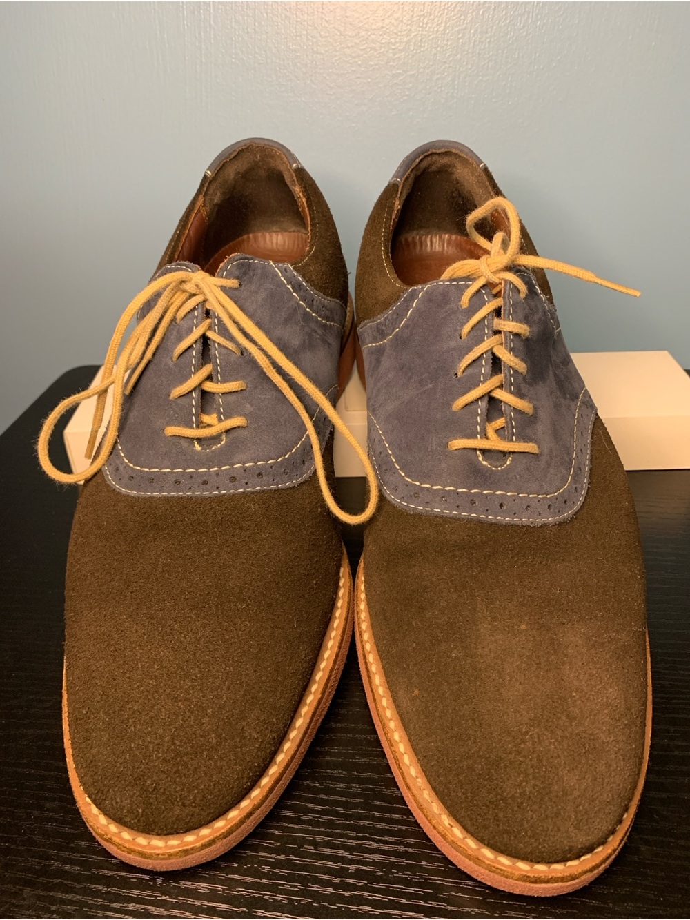 Neil M Two-Tone Suede Oxfords in Brown & Blue